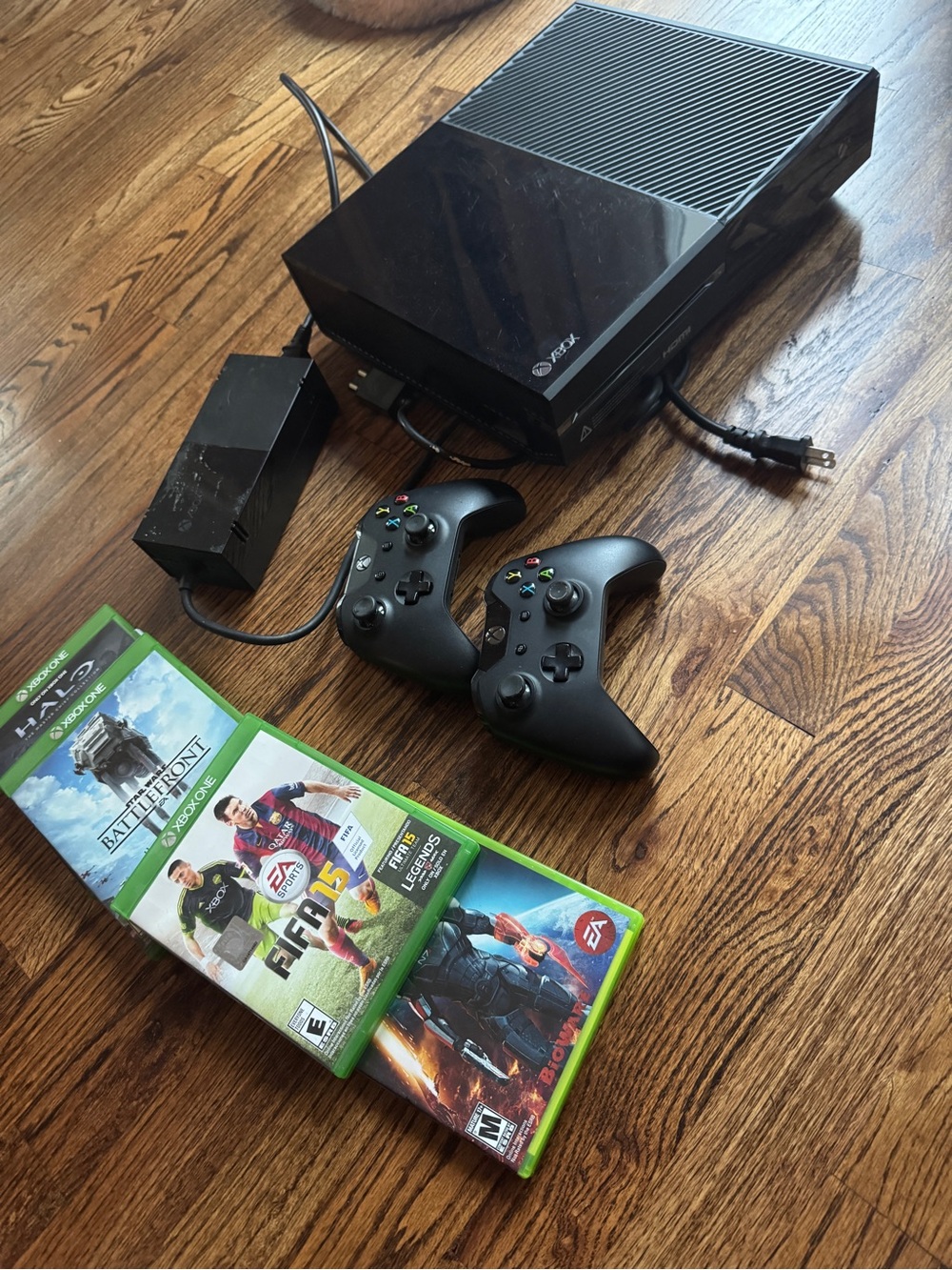 Black Xbox One Console Bundle with Two Wireless Controllers and 4 Games